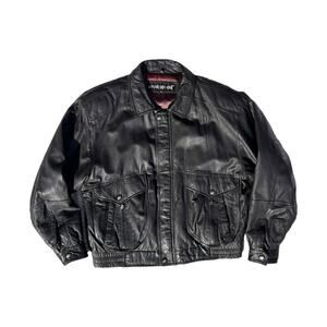 Vintage U2 Wear Me Out 80s 90s Brown Leather Bomber Jacket